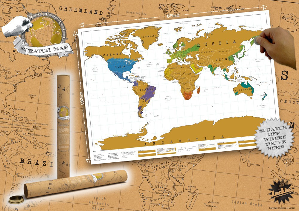 Rubbel- Weltkarte im Posterformat