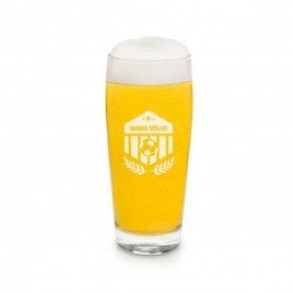 Vidrio de cerveza por Bright - Fútbol vidrio con el grabado