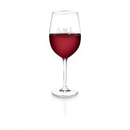 Personalizable vaso de vino tinto por Leonardo - corazón con las iniciales