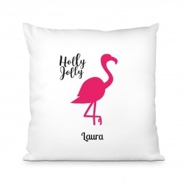 Cojin personalizable "Holly Jolly Flamingo"