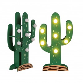 Holz-Leuchte- Kaktus mit 10 LED