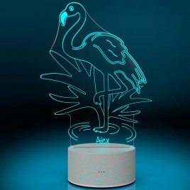 Flamingo LED de la lámpara con el grabado