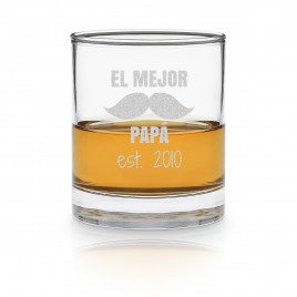 Vaso de whisky "El mejor papá" con fecha personalizable